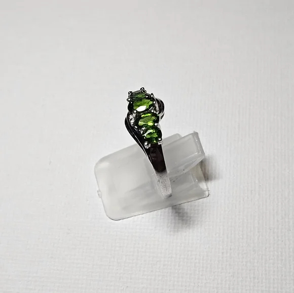 Genuine Chrome Diopside & Topaz Sterling Silver Ring Size 9.5! ✨️ - Picture 8 of 10
